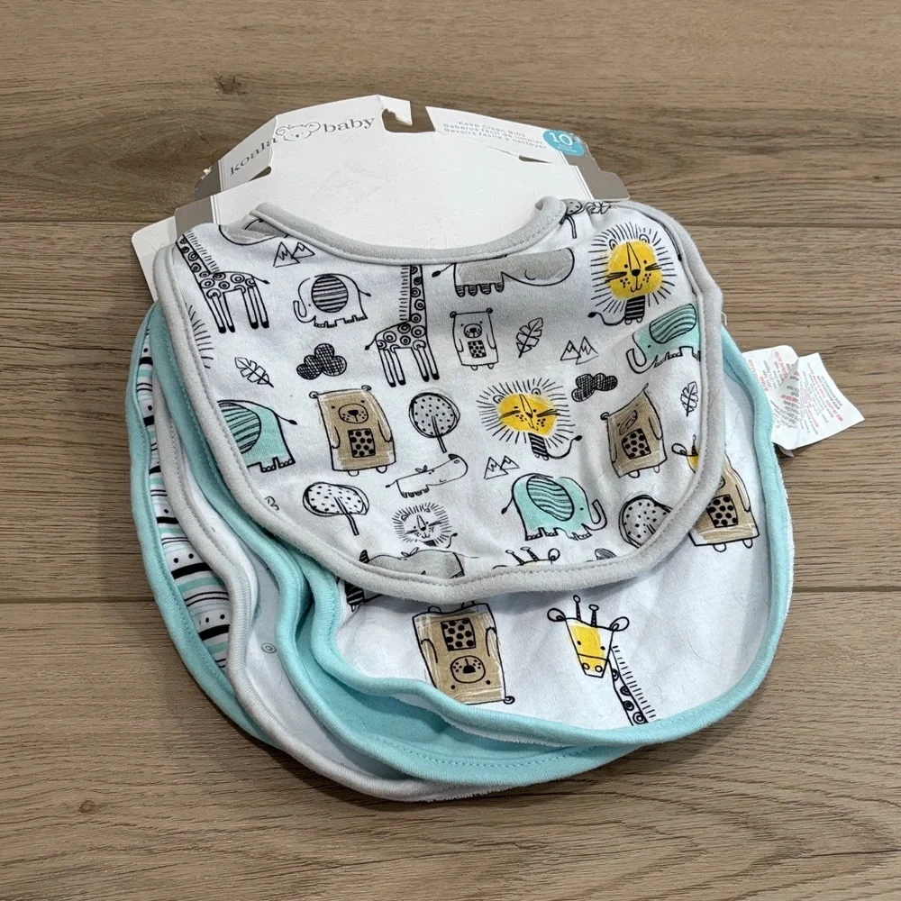 Koala Baby Bib Set of 7 bibs - gender neutral colors and patterns